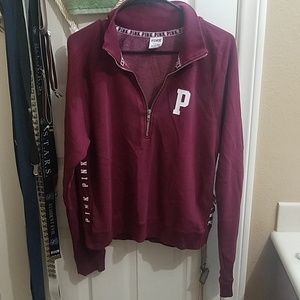PINK VS Maroon Half-Zip Sweater